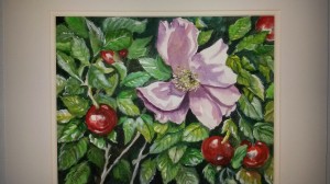 watercolor original and double matted. titled "wild roses"